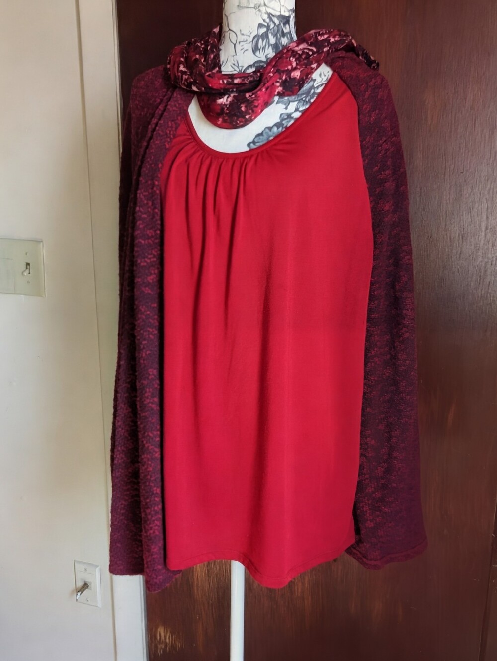 Layered Burgundy Cardigan